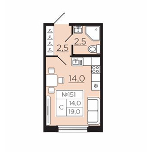 Студия, 18.98 м² — ЖК ЖК Славянка