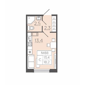 Студия, 19.19 м² — ЖК ЖК Славянка