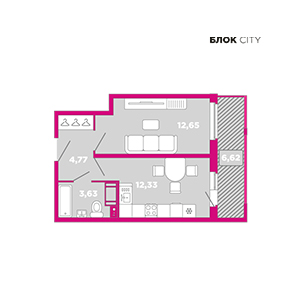 1-комнатная, 40 м² — ЖК ЖК Жемчужная гавань