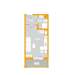 Студия, 27.95 м² — ЖК ЖК Ариосто