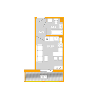 Студия, 29.71 м² — ЖК ЖК Лайк