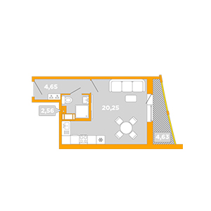 Студия, 32.07 м² — ЖК ЖК Лайк