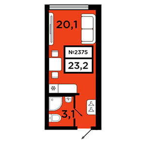 Студия, 23.3 м² — ЖК ЖК Старт (Start)