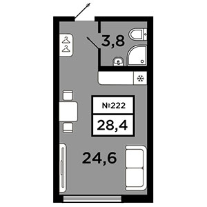 Студия, 28.4 м² — ЖК ЖК Старт (Start)