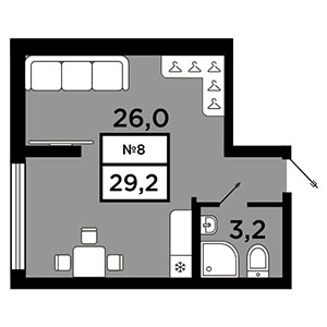 Студия, 29.2 м² — ЖК ЖК Старт (Start)