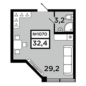 Студия, 32.4 м² — ЖК ЖК Старт (Start)