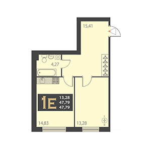 1-комнатная, 47.79 м² — ЖК ЖК Наутилус