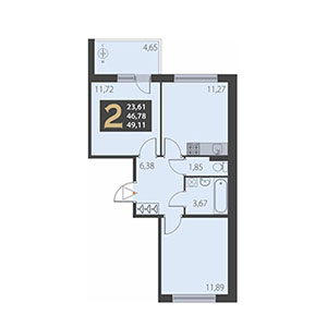 2-комнатная, 49.11 м² — ЖК ЖК Наутилус