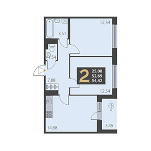 2-комнатная, 54.42 м² — ЖК ЖК Наутилус