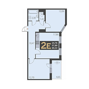 2-комнатная, 60.22 м² — ЖК ЖК Наутилус