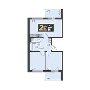 2-комнатная, 63.58 м² — ЖК ЖК Наутилус