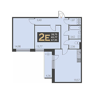 2-комнатная, 67.95 м² — ЖК ЖК Наутилус