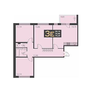 3-комнатная, 79.29 м² — ЖК ЖК Наутилус