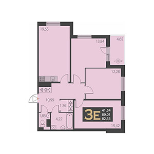 3-комнатная, 82.34 м² — ЖК ЖК Наутилус