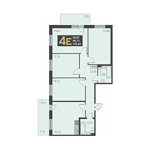 4-комнатная, 102.65 м² — ЖК ЖК Наутилус