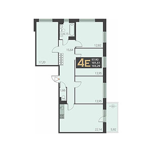 4-комнатная, 103.29 м² — ЖК ЖК Наутилус