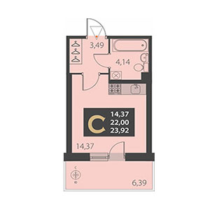 Студия, 23.92 м² — ЖК ЖК Наутилус