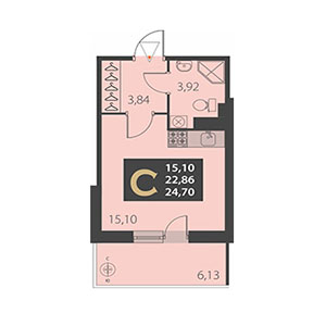 Студия, 24.7 м² — ЖК ЖК Наутилус