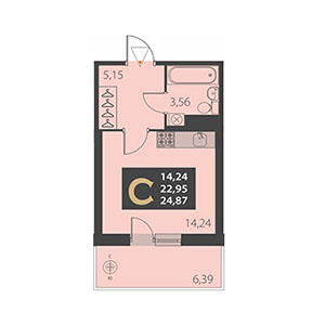 Студия, 24.87 м² — ЖК ЖК Наутилус