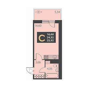 Студия, 25.92 м² — ЖК ЖК Наутилус