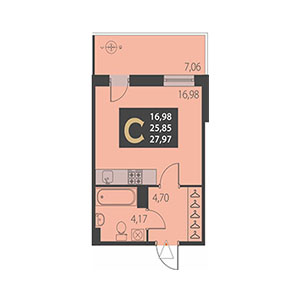 Студия, 27.97 м² — ЖК ЖК Наутилус