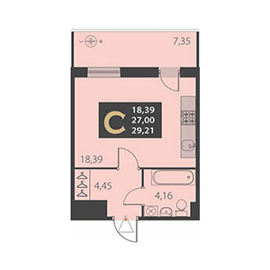 Студия, 29.21 м² — ЖК ЖК Наутилус
