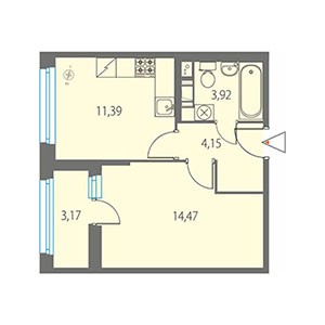 1-комнатная, 35.52 м² — ЖК ЖК Клубный дом Джи 9 (Клубный дом G9)