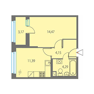 1-комнатная, 35.88 м² — ЖК ЖК Клубный дом Джи 9 (Клубный дом G9)
