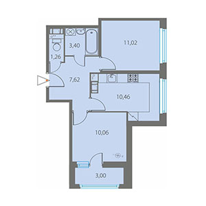 2-комнатная, 45.32 м² — ЖК ЖК Клубный дом Джи 9 (Клубный дом G9)