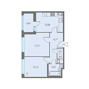 2-комнатная, 46.77 м² — ЖК ЖК Клубный дом Джи 9 (Клубный дом G9)