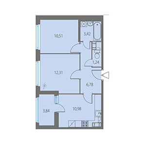 2-комнатная, 47.15 м² — ЖК ЖК Клубный дом Джи 9 (Клубный дом G9)