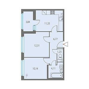 2-комнатная, 47.8 м² — ЖК ЖК Клубный дом Джи 9 (Клубный дом G9)