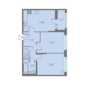 2-комнатная, 53.92 м² — ЖК ЖК Клубный дом Джи 9 (Клубный дом G9)