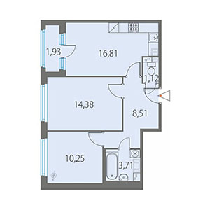 2-комнатная, 55.74 м² — ЖК ЖК Клубный дом Джи 9 (Клубный дом G9)