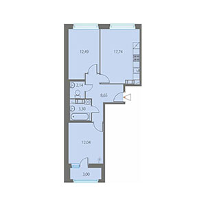 2-комнатная, 57.85 м² — ЖК ЖК Клубный дом Джи 9 (Клубный дом G9)