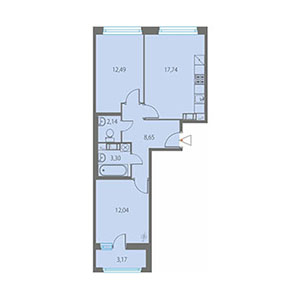 2-комнатная, 57.93 м² — ЖК ЖК Клубный дом Джи 9 (Клубный дом G9)
