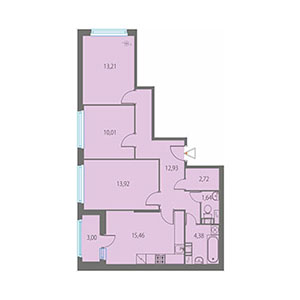 3-комнатная, 75.78 м² — ЖК ЖК Клубный дом Джи 9 (Клубный дом G9)