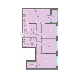 3-комнатная, 77.32 м² — ЖК ЖК Клубный дом Джи 9 (Клубный дом G9)