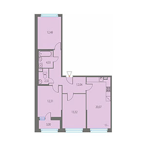 3-комнатная, 78.07 м² — ЖК ЖК Клубный дом Джи 9 (Клубный дом G9)