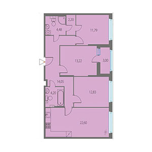 3-комнатная, 86.88 м² — ЖК ЖК Клубный дом Джи 9 (Клубный дом G9)