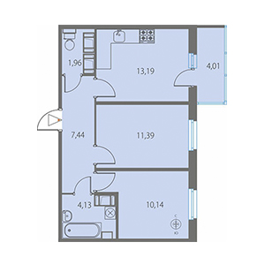 2-комнатная, 49.99 м² — ЖК ЖК Крылья