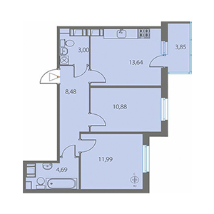2-комнатная, 53.82 м² — ЖК ЖК Крылья