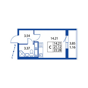 Студия, 21 м² — ЖК ЖК Краски лета
