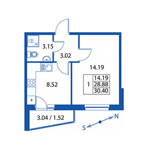 1-комнатная, 28 м² — ЖК ЖК Краски лета