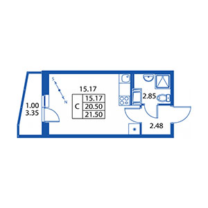 Студия, 20 м² — ЖК ЖК Краски лета