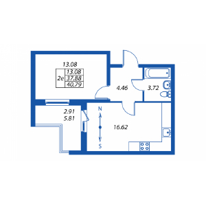 2-комнатная, 37 м² — ЖК ЖК Полис на Неве
