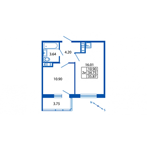 1-комнатная, 34 м² — ЖК ЖК Краски лета