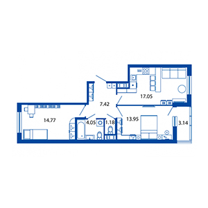 3-комнатная, 58 м² — ЖК ЖК Полис на московской
