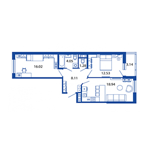 3-комнатная, 60 м² — ЖК ЖК Полис на московской