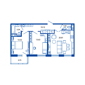 3-комнатная, 61 м² — ЖК ЖК Полис на московской